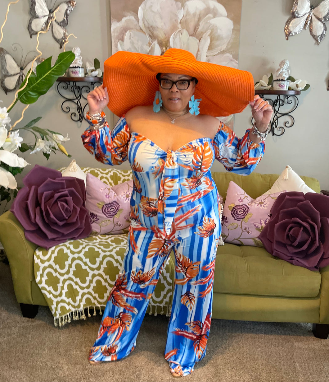 Orange Oversized Sun hat🧡