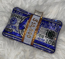 Load image into Gallery viewer, Crystal Bling Blue Clutch
