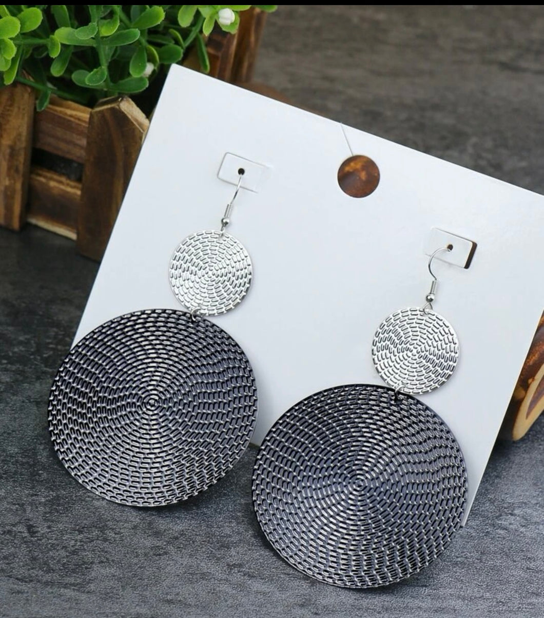 Silver tone drop earrings